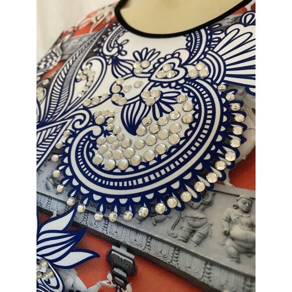 Clover Canyon Henna Print Dress Bodycon Neoprene Scuba Sheath Shiva Hind… - Picture 5 of 13